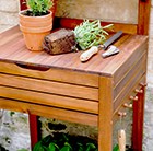 Hardwood potting bench with storage